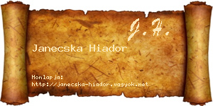 Janecska Hiador névjegykártya